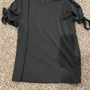 Black Short Sleeve Tie-Sleeve Women's Top